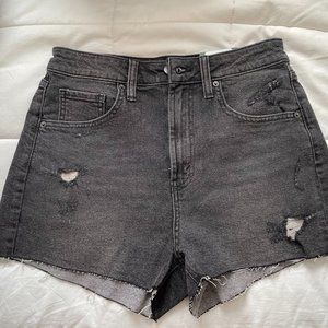 High Rise Mom Black Jean Shorts